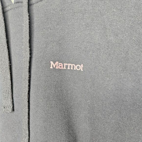 MARMOT Men's Mountain Hoody Sweatshirt Medium Logo Back Graphic Kangaroo Pocket - Picture 4 of 8